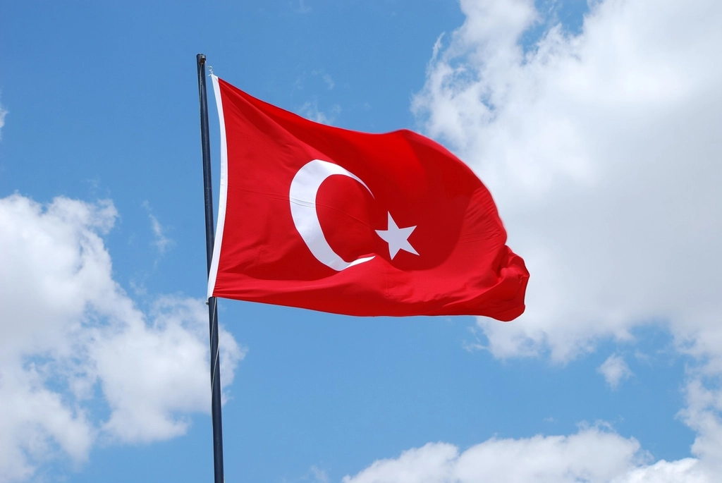 Turkish flag blue sky